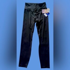 JoyLab Leggings NWT Ladies Sz S Ribbed/Moisture Wicking/Accent Front Lacing/Blk